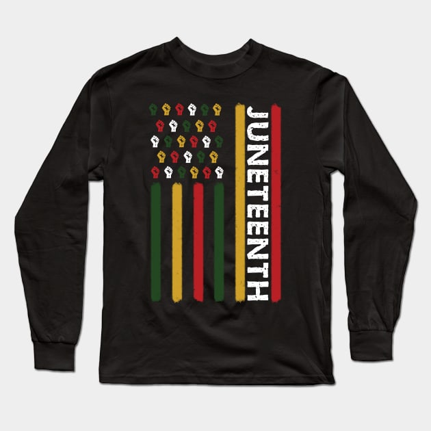 Juneteenth Flag Black Power Fists Long Sleeve T-Shirt by blackartmattersshop